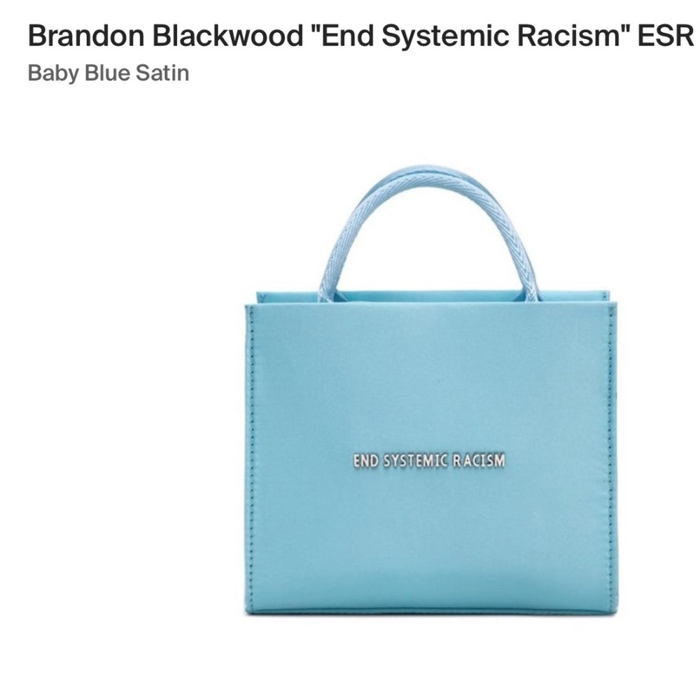 Brandon Blackwood "End Systemic Racism" ESR Tote - Baby Blue Satin
